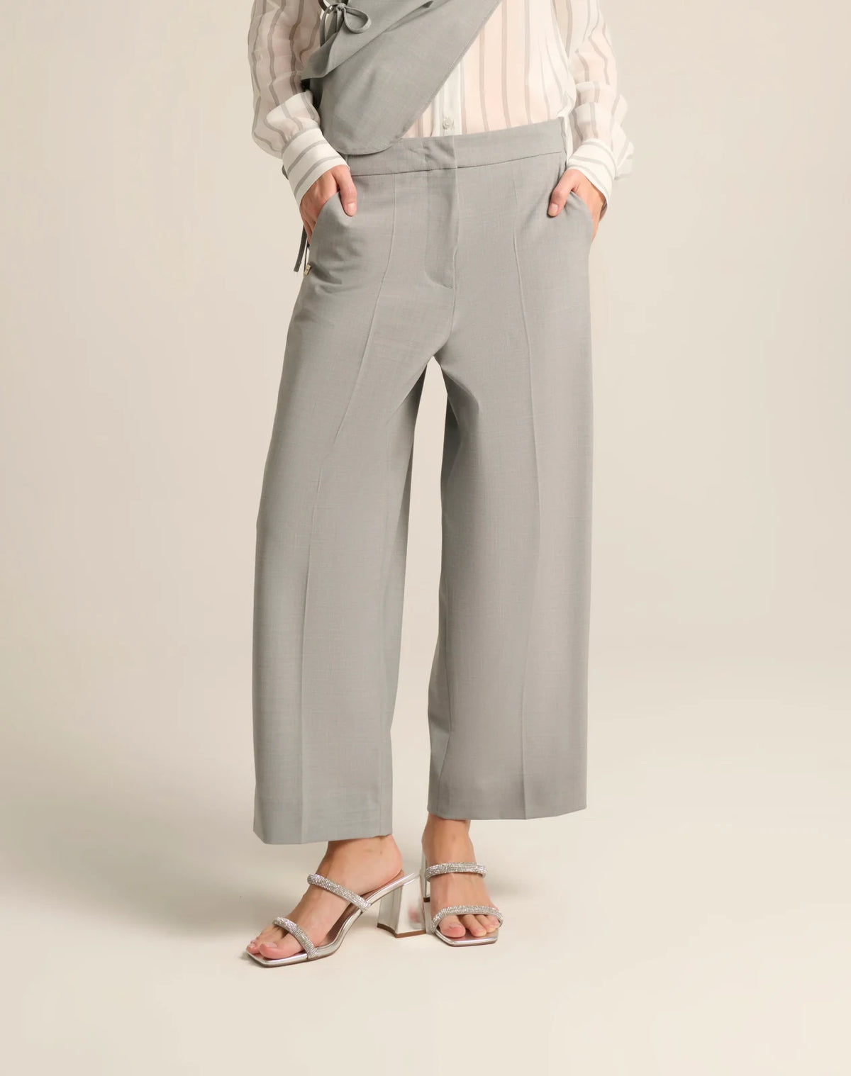 Manila Grace - Pantaloni Con Patte Cenere