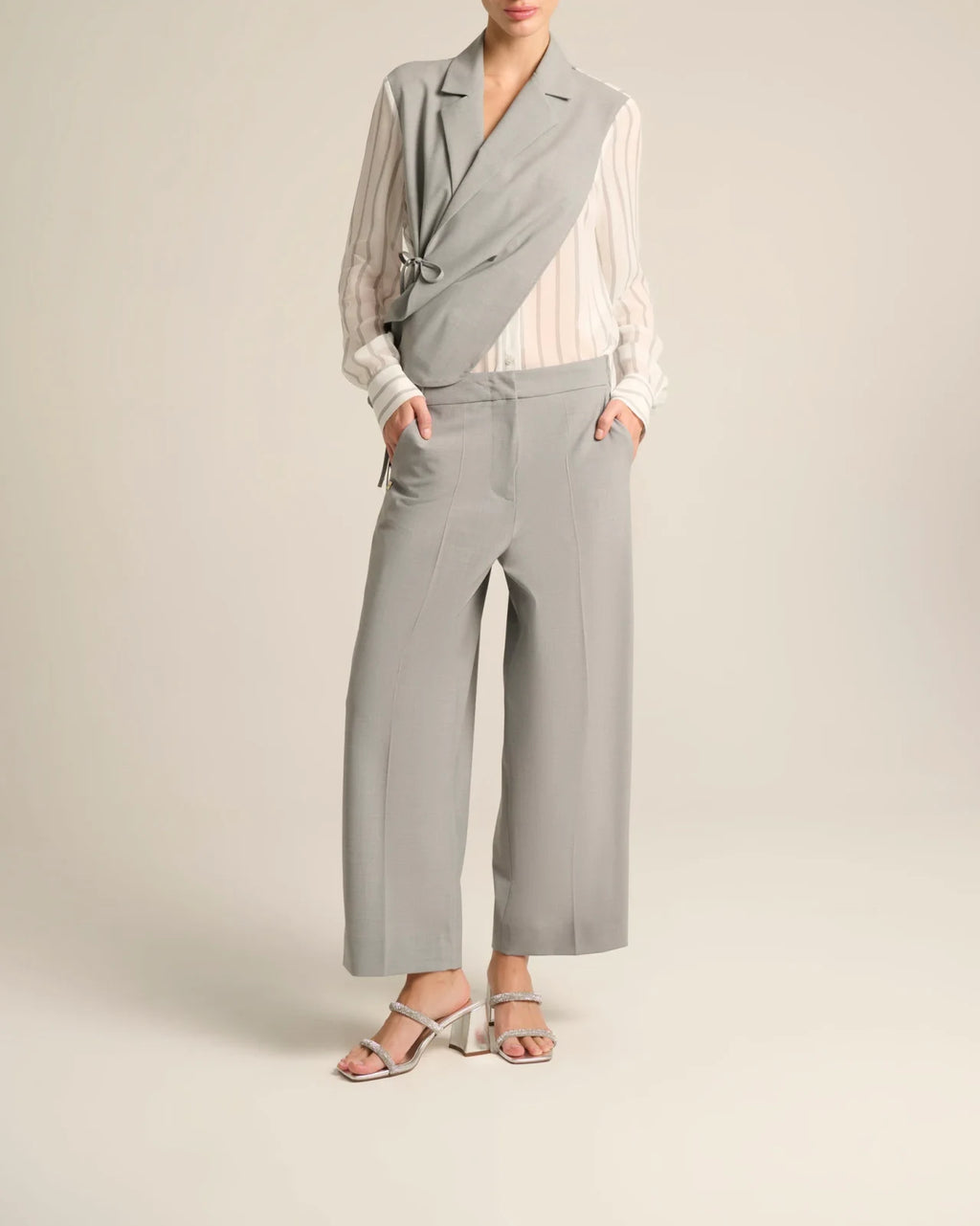 Manila Grace - Pantaloni Con Patte Cenere