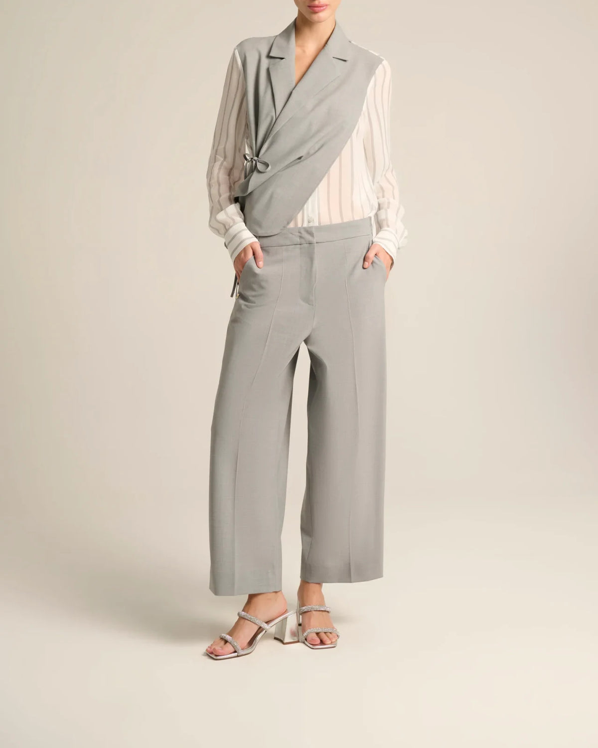 Manila Grace - Pantaloni Con Patte Cenere