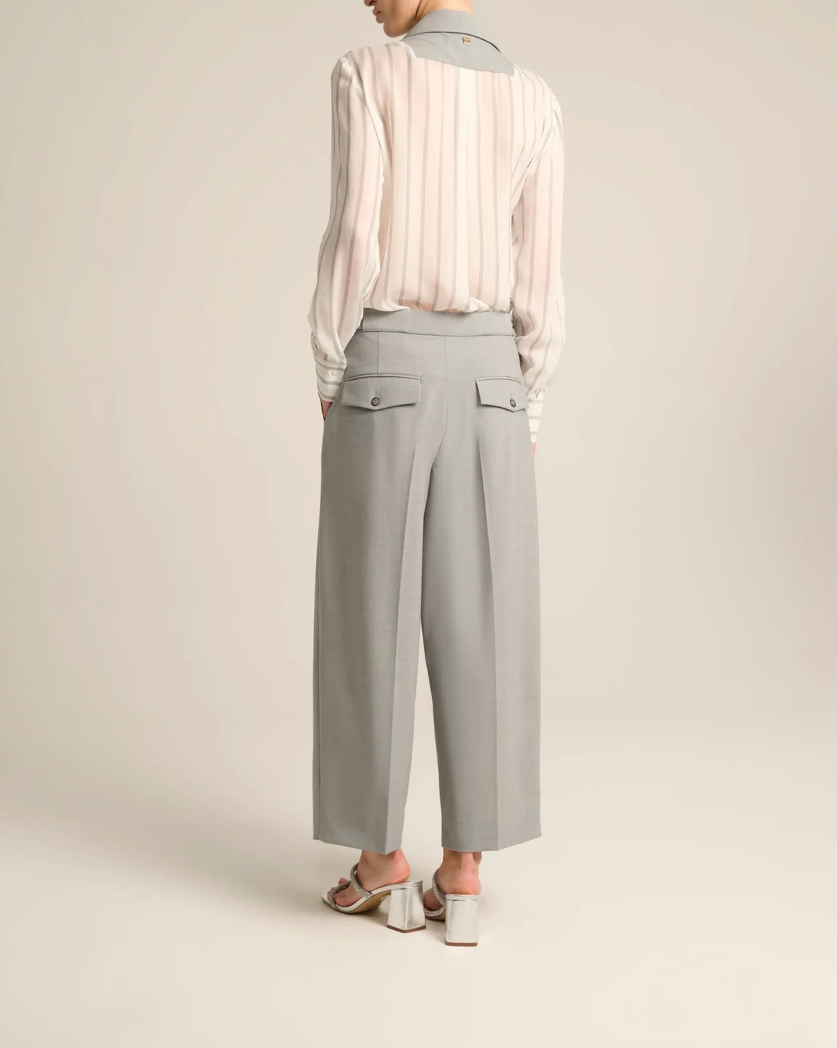 Manila Grace - Pantaloni Con Patte Cenere