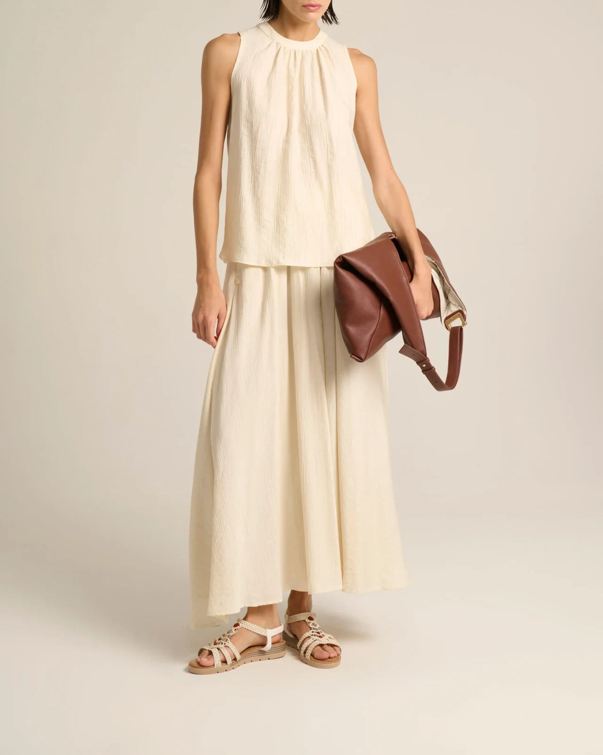Manila Grace - Top Con Coulisse Dt Avorio