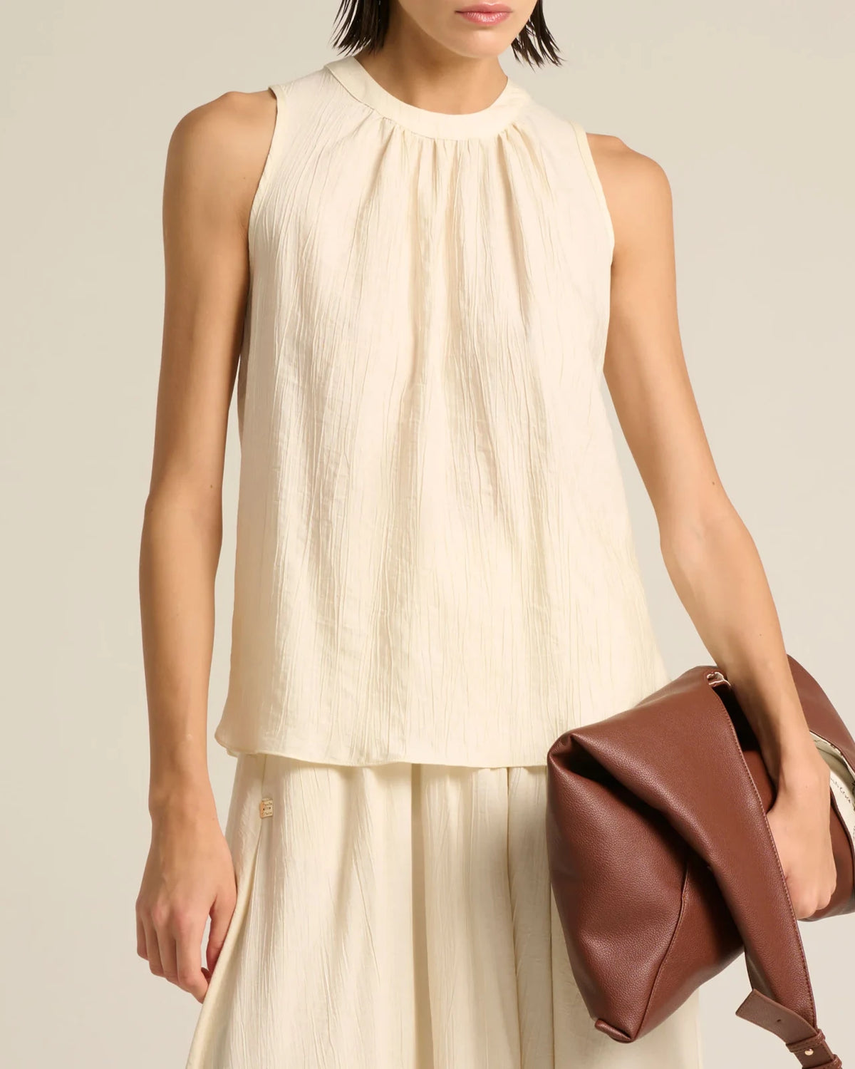 Manila Grace - Top Con Coulisse Dt Avorio