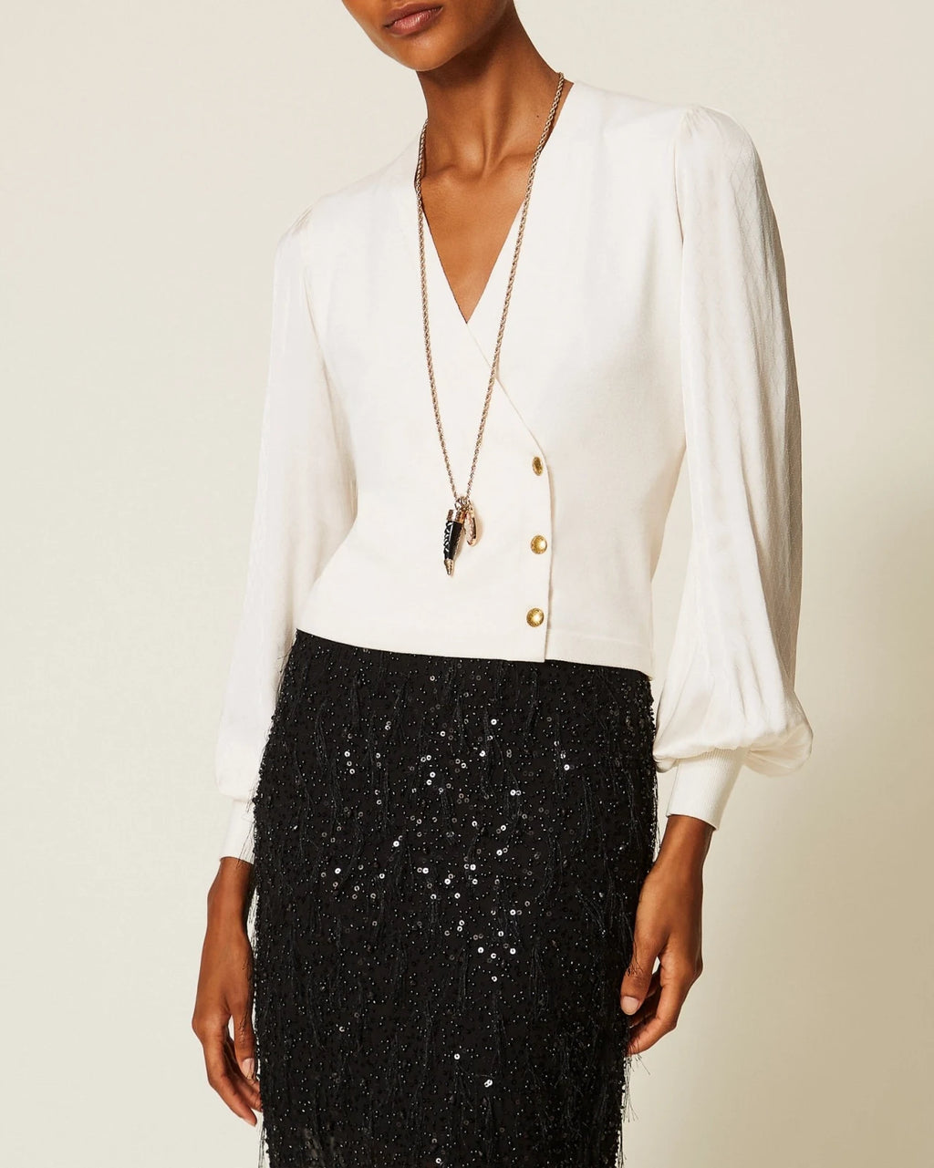 Twinset - Maglia Blusa Bi-Materiale