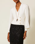 Twinset - Maglia Blusa Bi-Materiale
