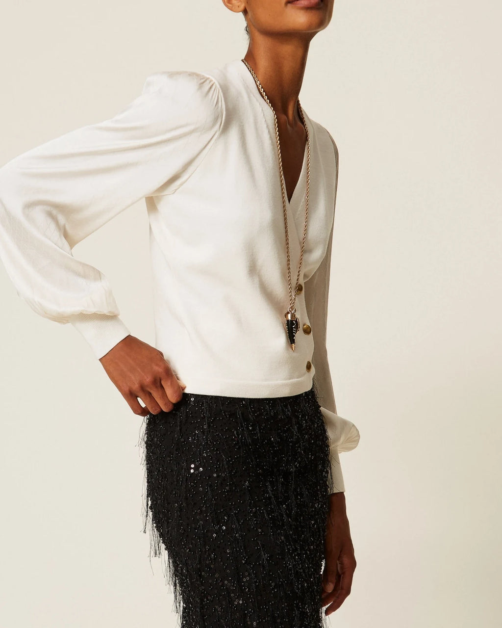 Twinset - Maglia Blusa Bi-Materiale