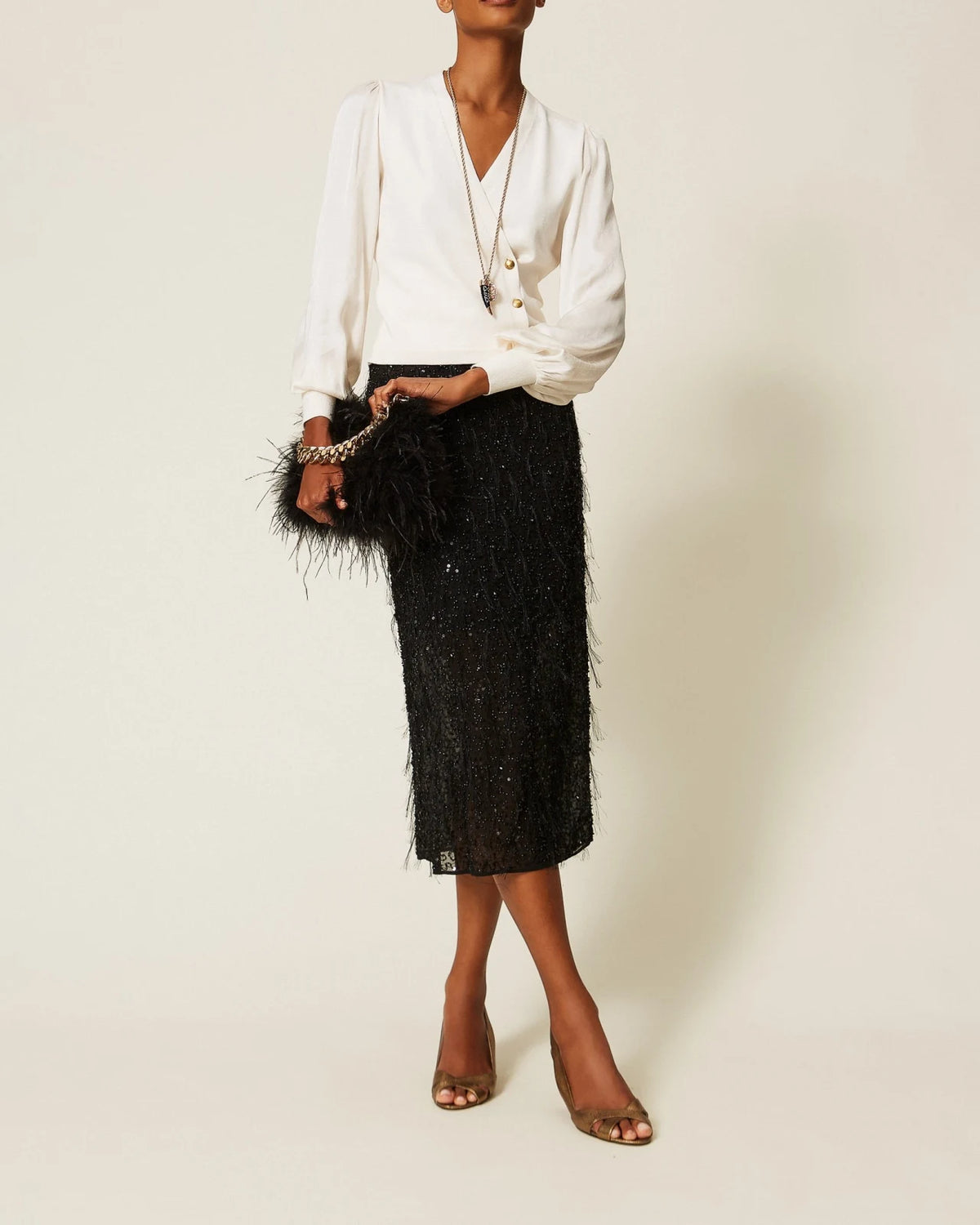 Twinset - Maglia Blusa Bi-Materiale