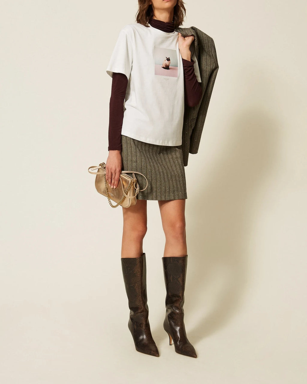 Twinset - Blusa Con Collo Alto