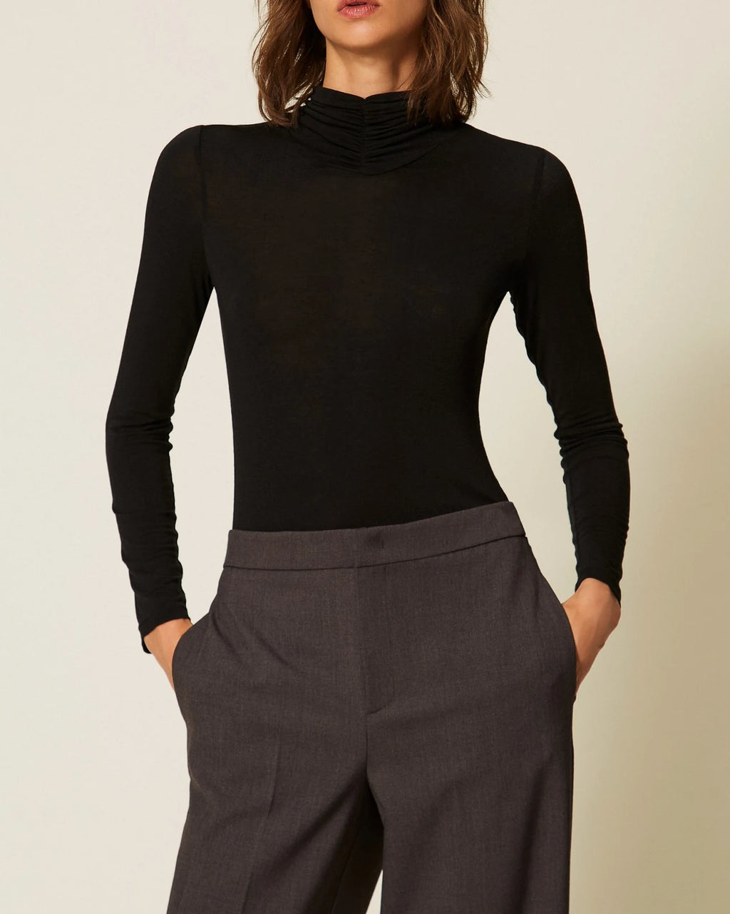 Twinset - Blusa Con Collo Alto