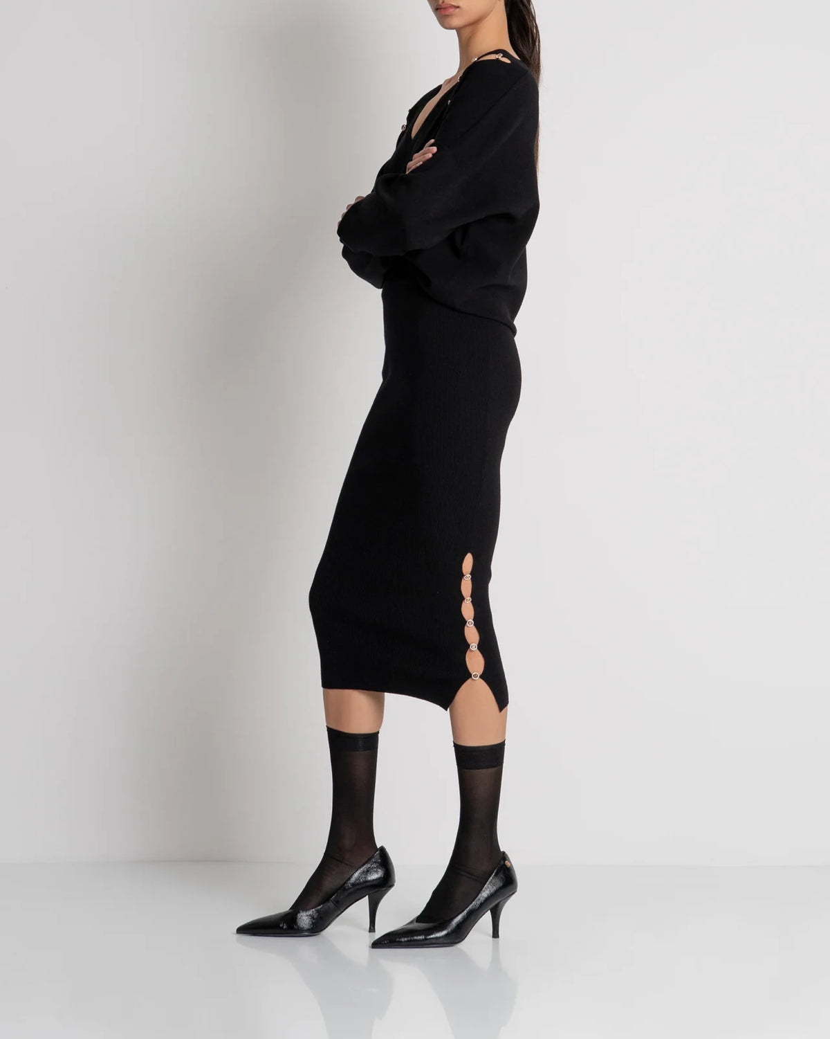 Fracomina - Midi Knitted Gonna Black