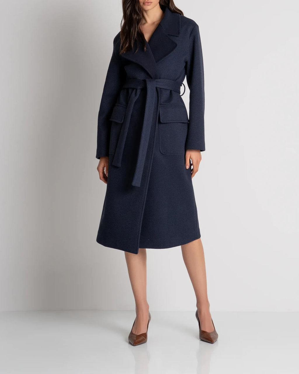Fracomina - Long Cappotto With Cintura Bluette