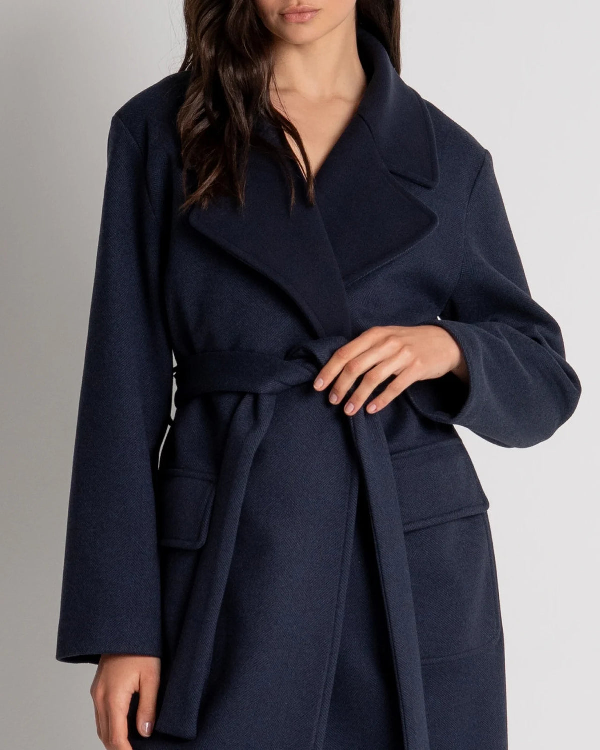 Fracomina - Long Cappotto With Cintura Bluette