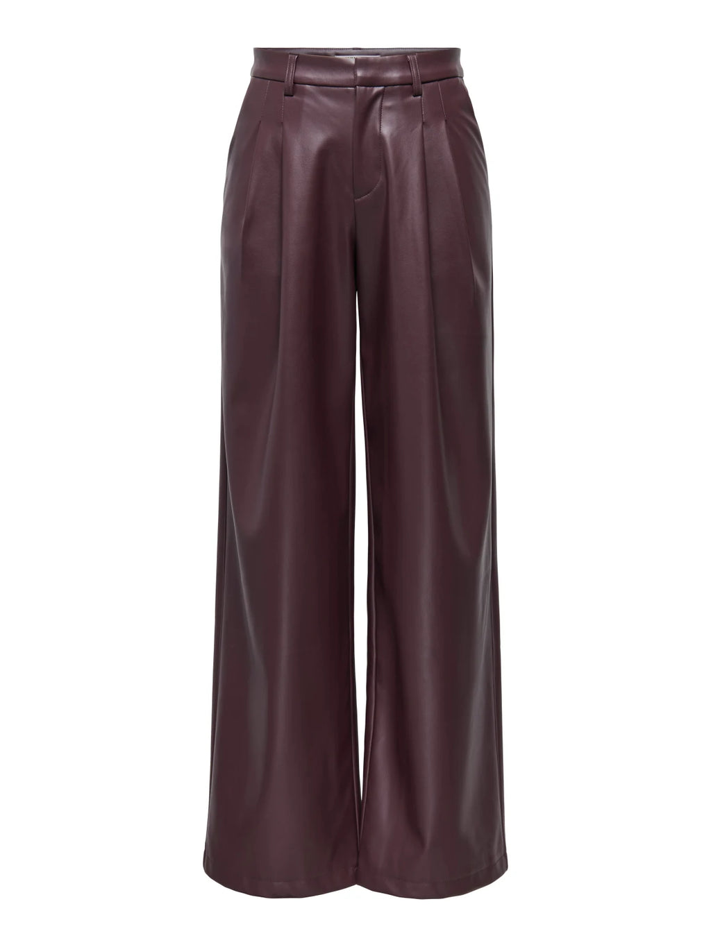 Only - Trousers Onlniella Hw Faux Leather Wide Pnt
