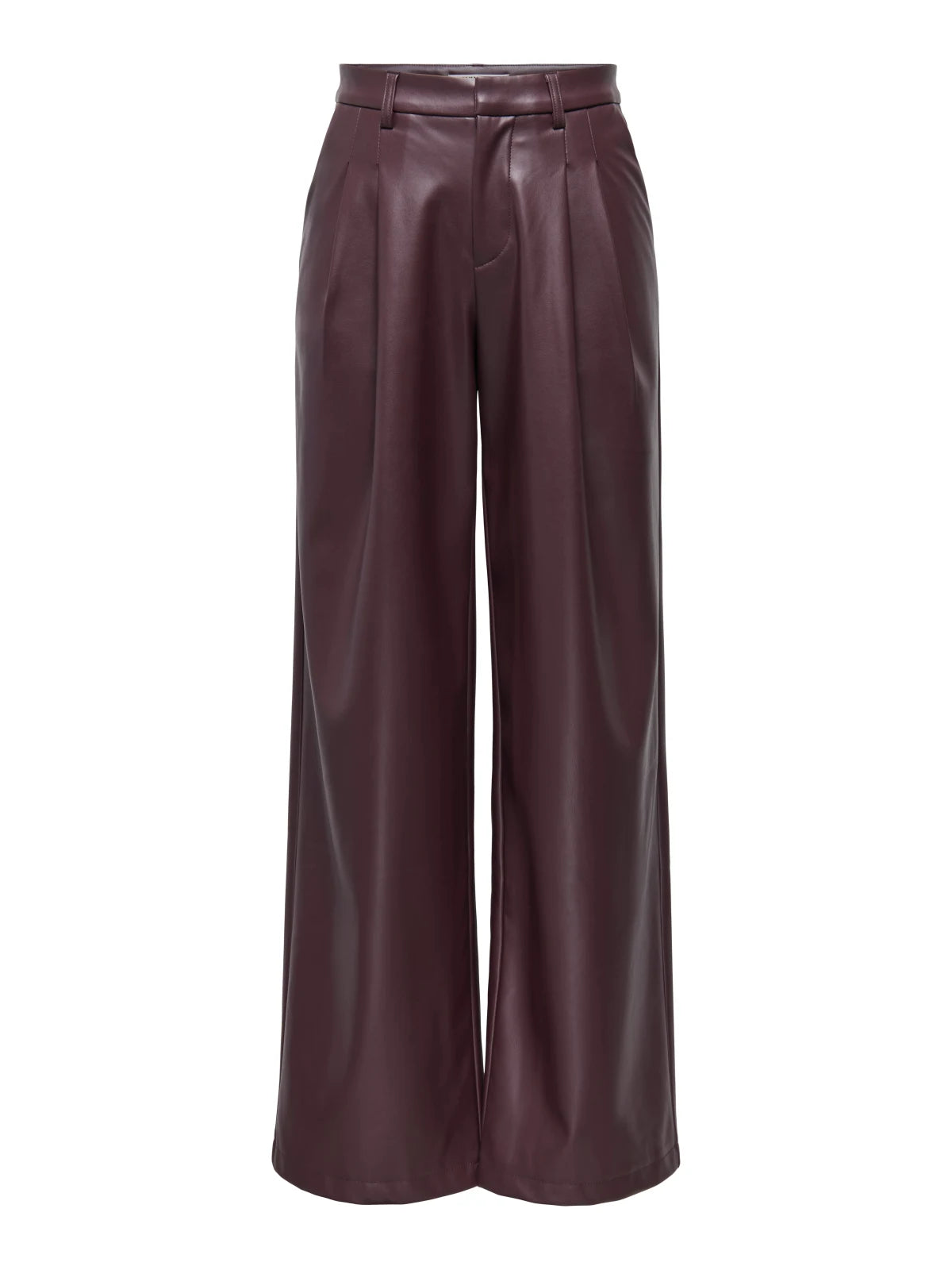 Only - Trousers Onlniella Hw Faux Leather Wide Pnt