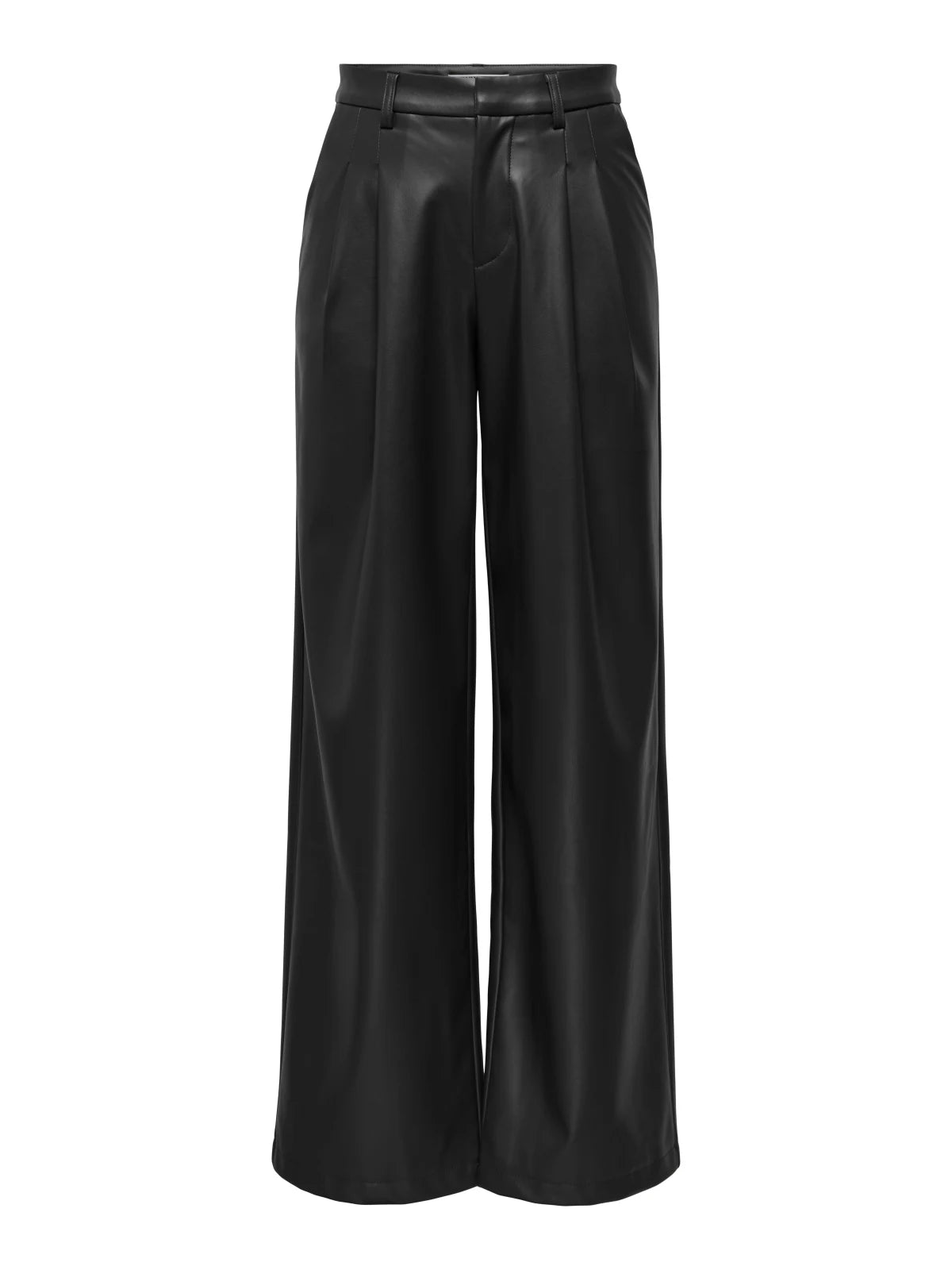 Only - Trousers Onlniella Hw Faux Leather Wide Pnt